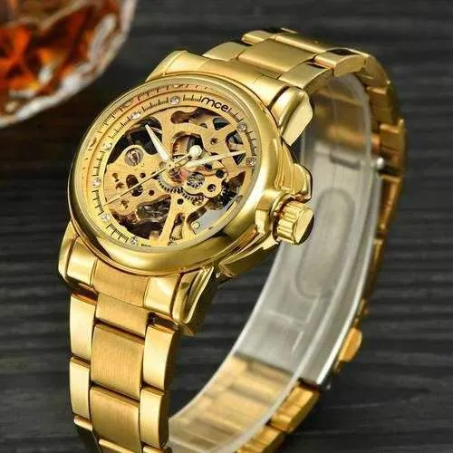 Crystal Men Wrist Watch Full Steel Mechanical Watches