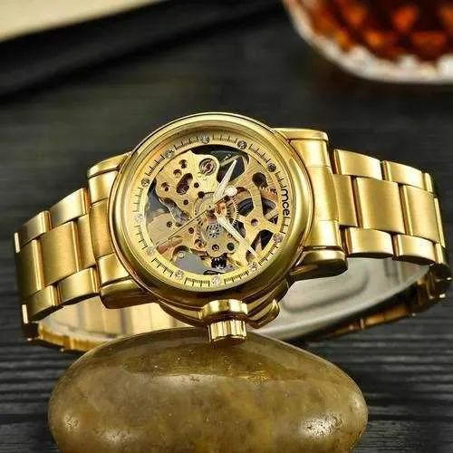 Crystal Men Wrist Watch Full Steel Mechanical Watches