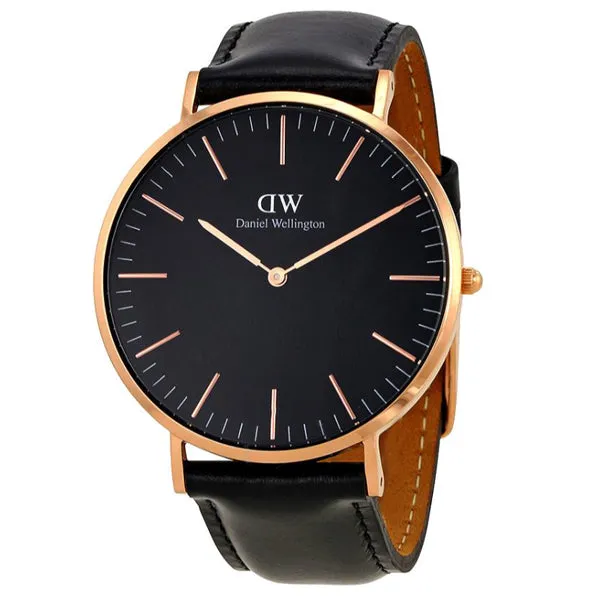 Daniel Wellington Classic Sheffield Black Leather Strap Black Dial Watch for Gents - DW00100127