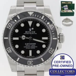 DEC 2019 NEW STICKERS Rolex Submariner No Date 114060 Steel Black Ceramic Watch