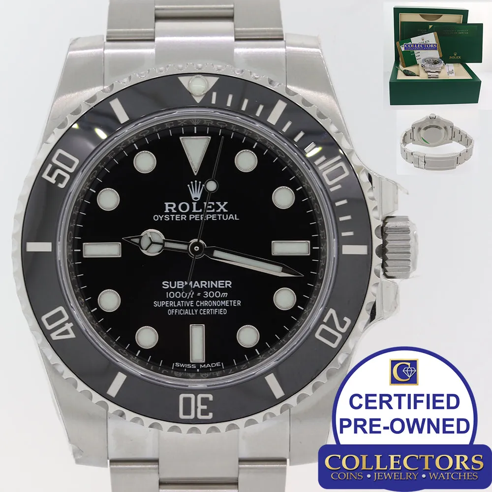 DEC 2019 NEW STICKERS Rolex Submariner No Date 114060 Steel Black Ceramic Watch