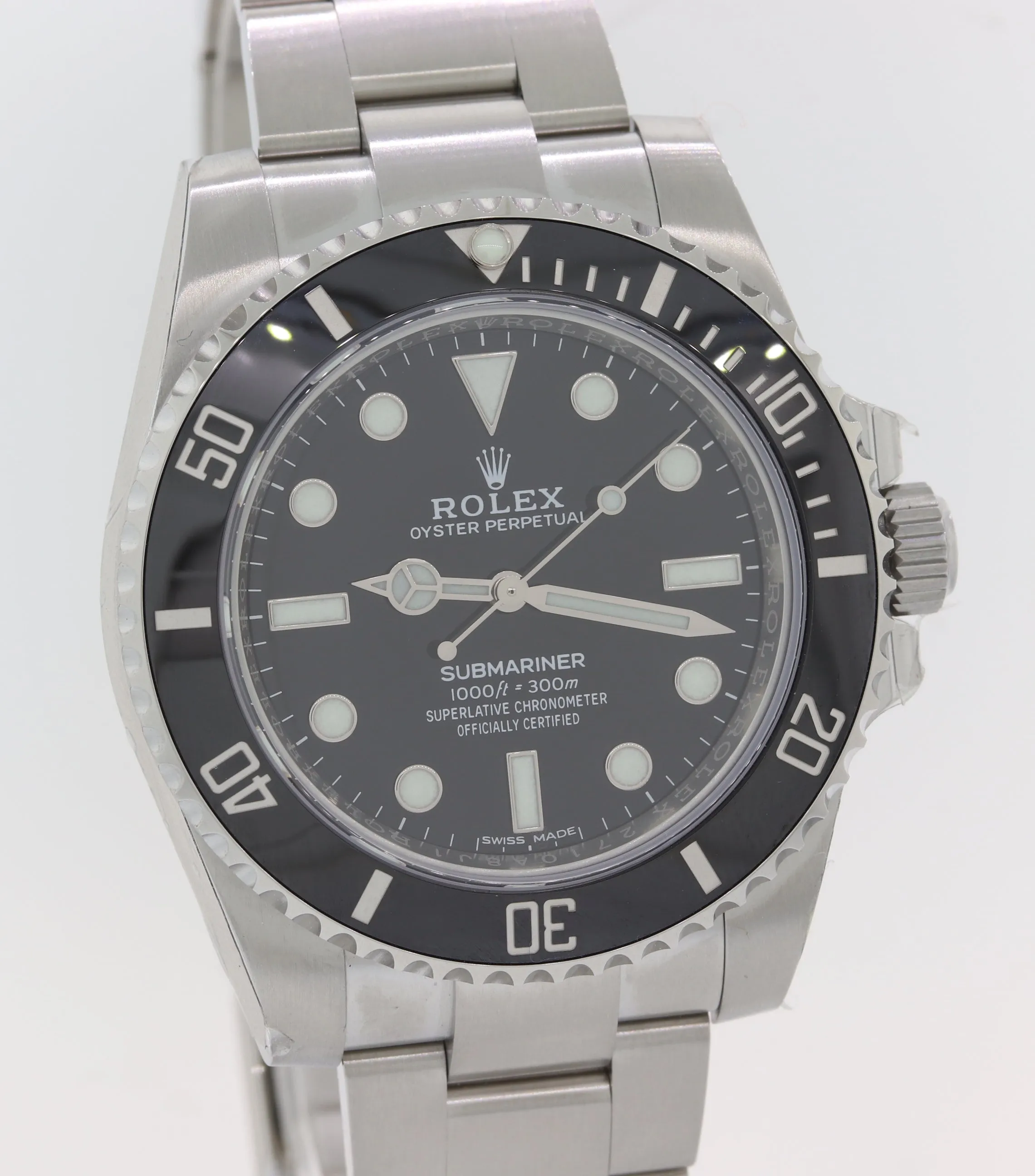 DEC 2019 NEW STICKERS Rolex Submariner No Date 114060 Steel Black Ceramic Watch