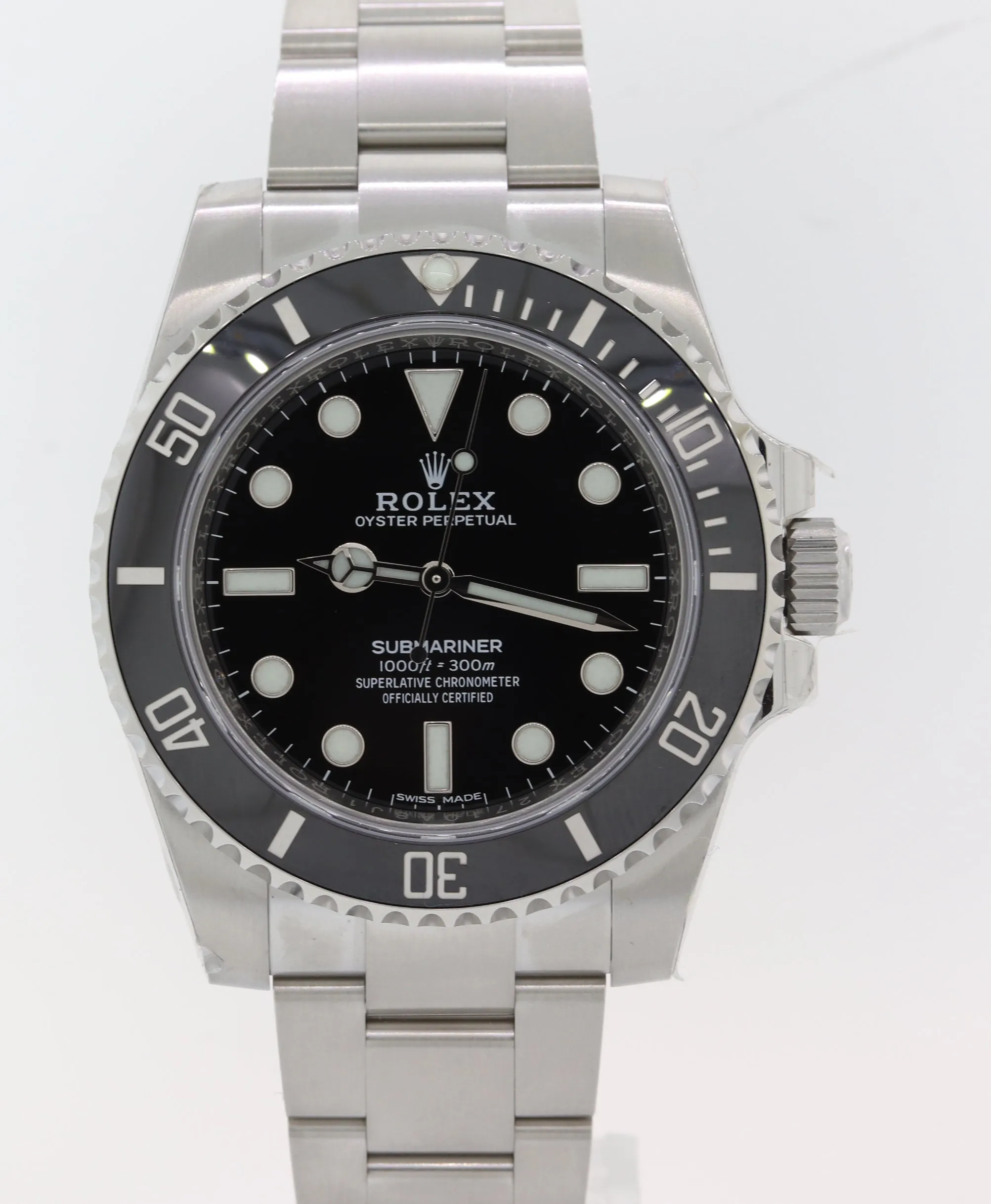 DEC 2019 NEW STICKERS Rolex Submariner No Date 114060 Steel Black Ceramic Watch