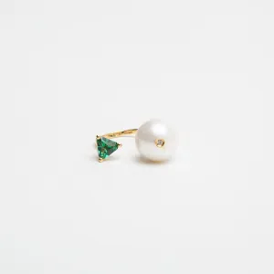 DELFINA DELETTREZ | GREEN TOPAZ & PEARL RING