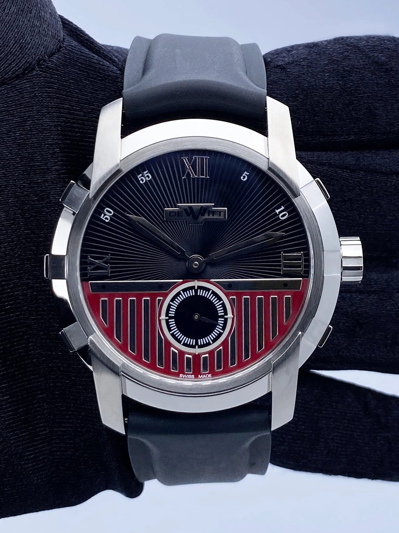 Dewitt Academia FTV.PTS.001.RFB Black & Red Dial Mens Watch Box Papers