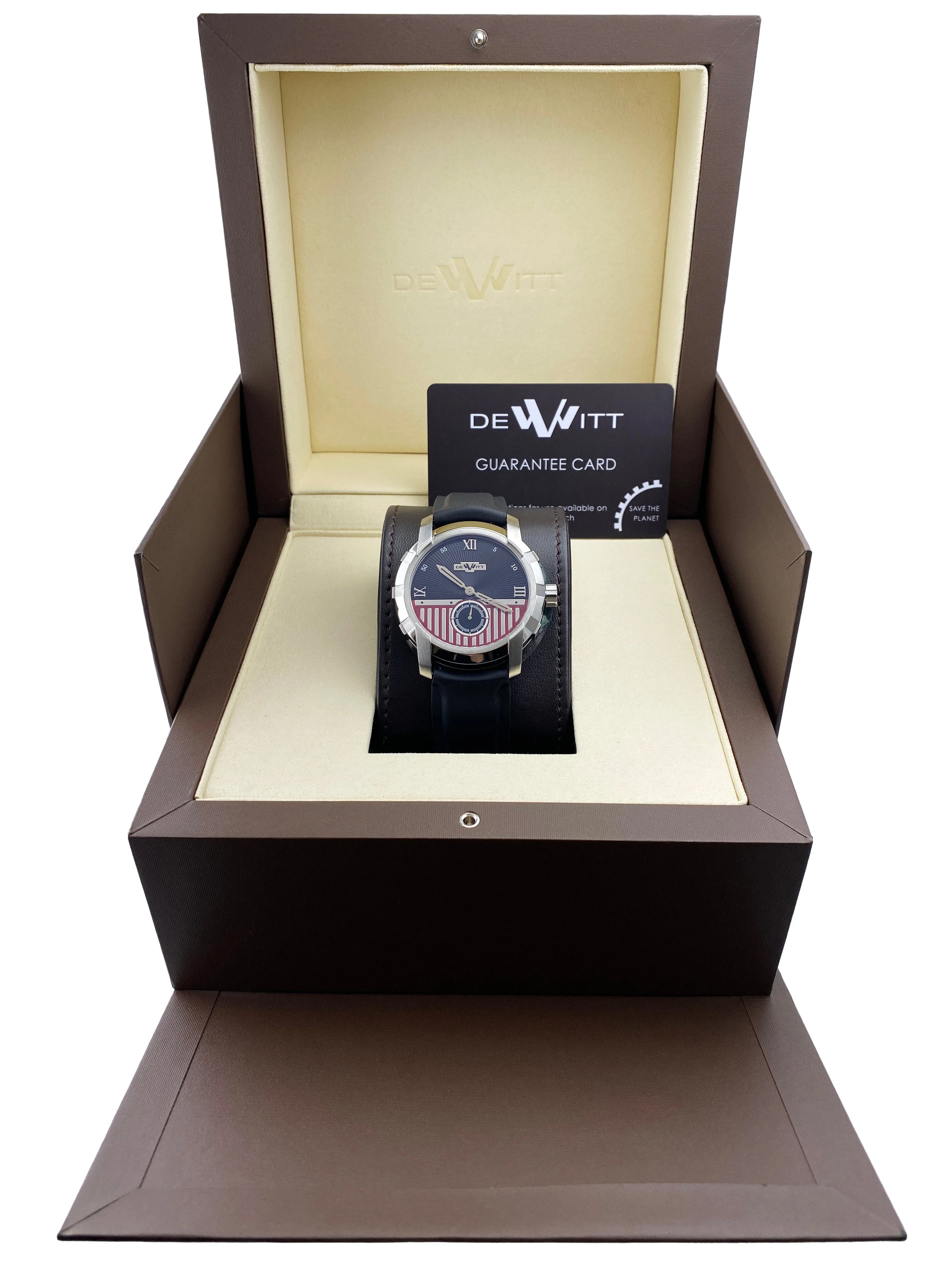 Dewitt Academia FTV.PTS.001.RFB Black & Red Dial Mens Watch Box Papers