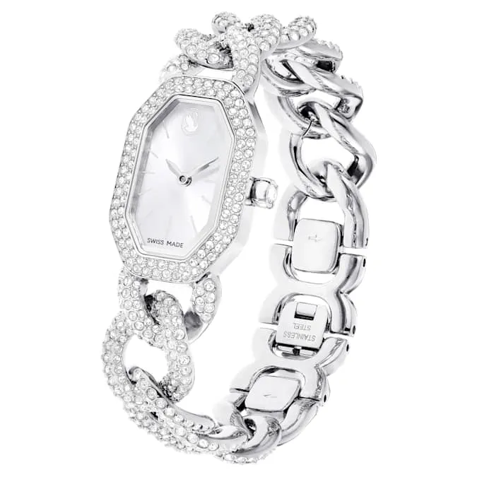 Dextera Chain watch, Swiss Made, Crystal bracelet, Silver tone, Stainless Steel 5668899