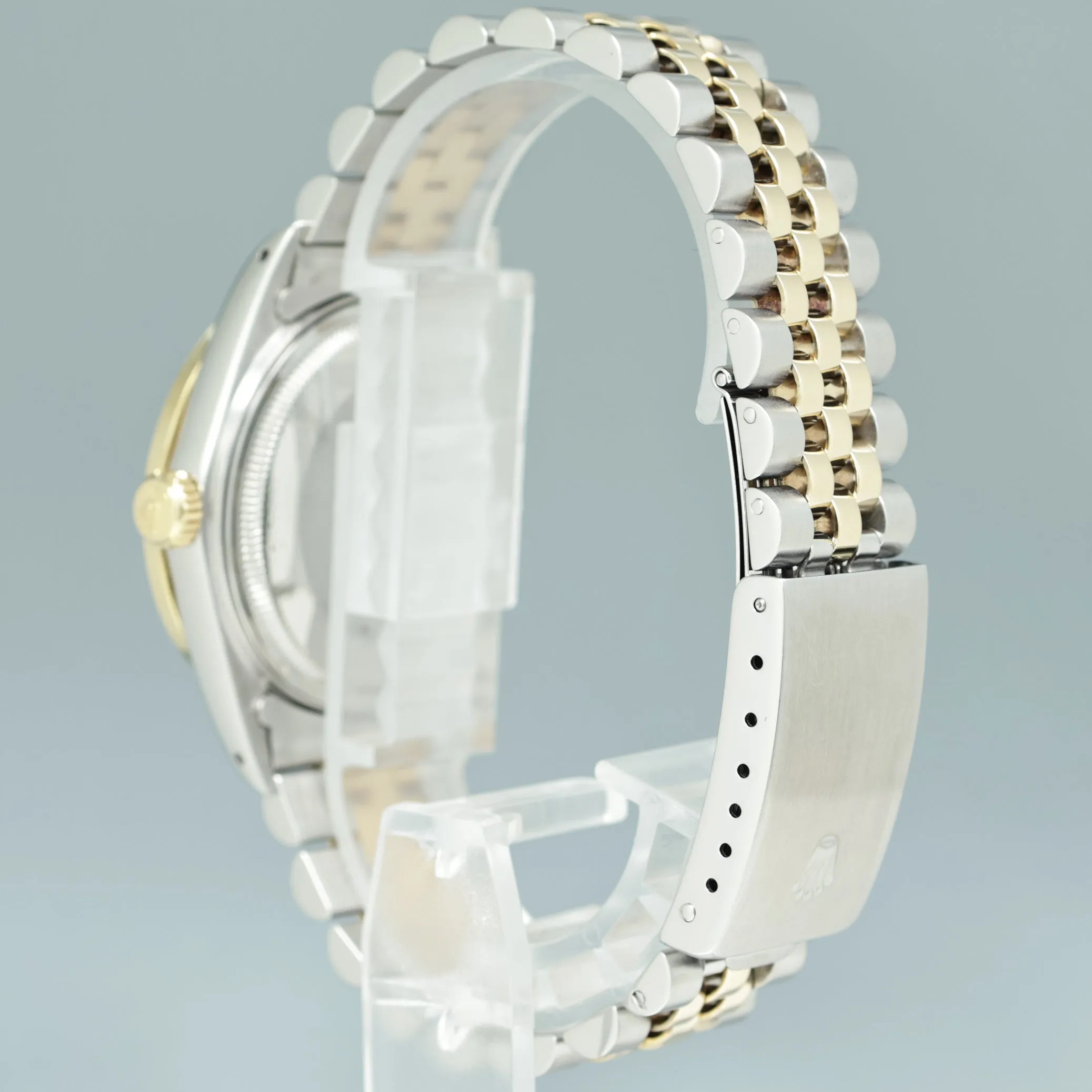 DIAMOND BEZEL Rolex DateJust 16233 Two-Tone Yellow Gold MOP Jubilee Watch Box