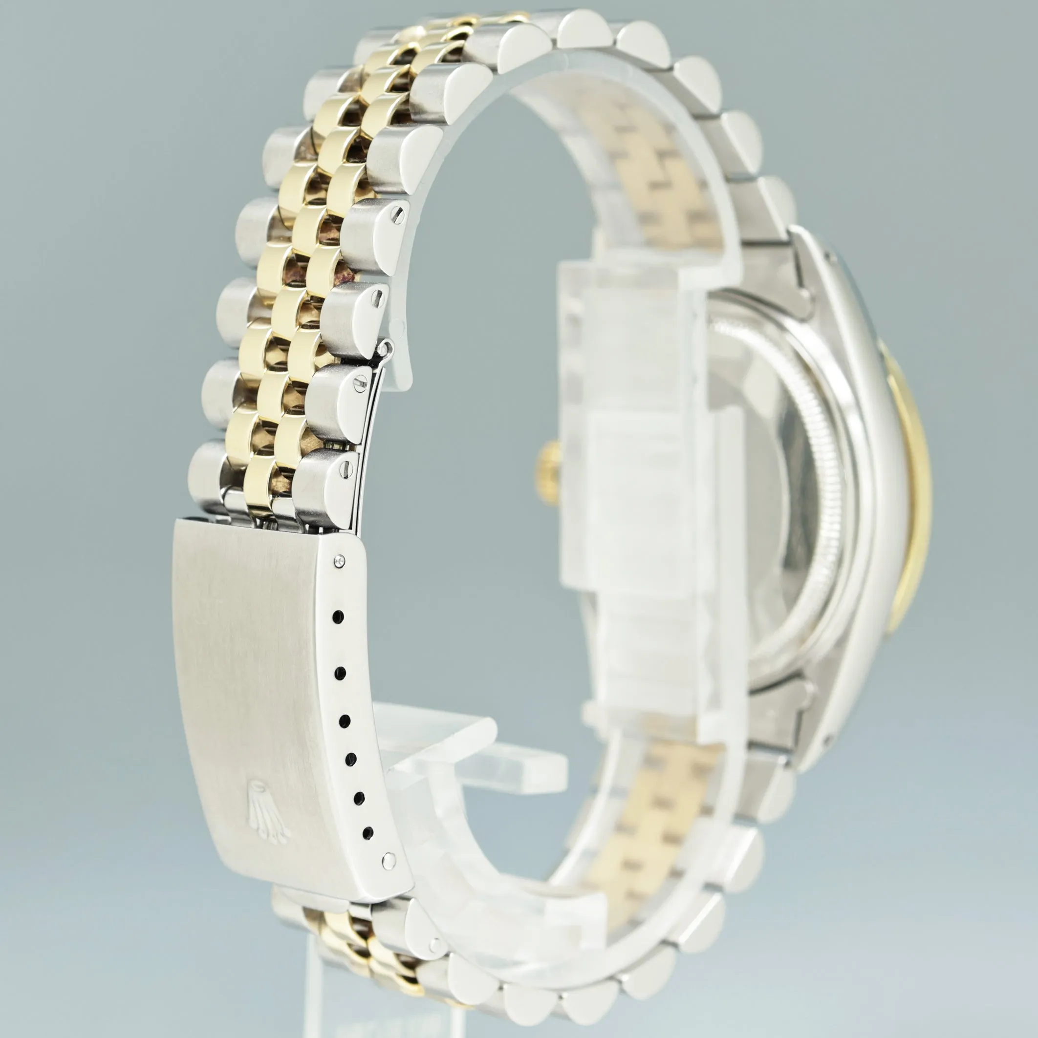 DIAMOND BEZEL Rolex DateJust 16233 Two-Tone Yellow Gold MOP Jubilee Watch Box
