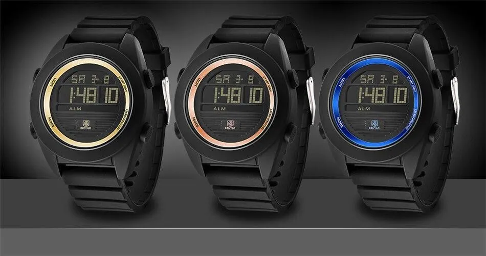 Digital Sport Men Watch Waterproof LED Wrist Watch Modern Round Black Design For Mens