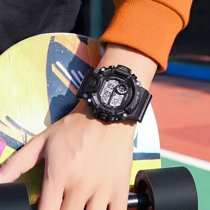 Digital Sports Watch, Fashionable Durable Shockproof Water-Resistant Watch, Multi-functional Stopwatch FS