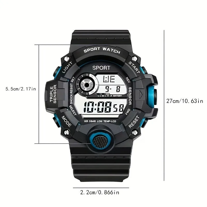 Digital Sports Watch, Fashionable Durable Shockproof Water-Resistant Watch, Multi-functional Stopwatch FS