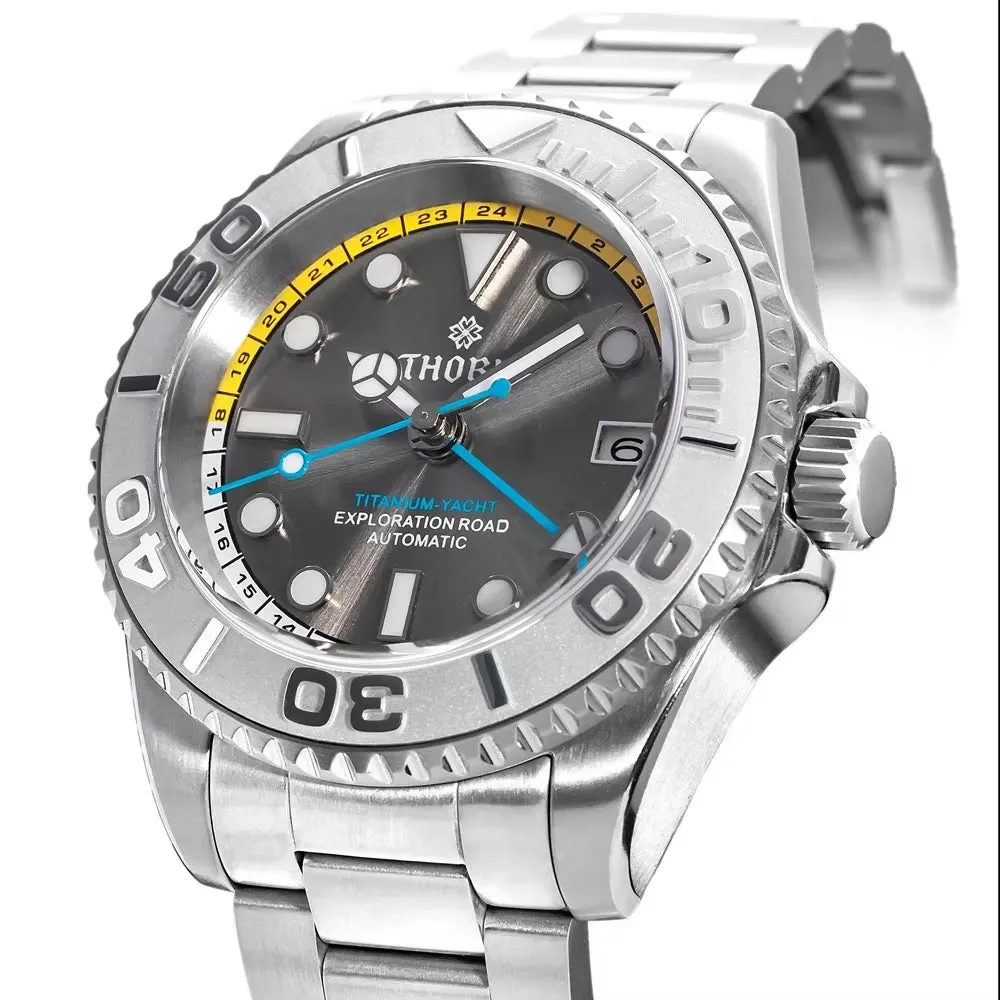 Diving Watch for Men Titanium Helium Valve NH34A GMT Dual Time Zone Men Watch 300M Waterproof Double Curved Sapphire Glass