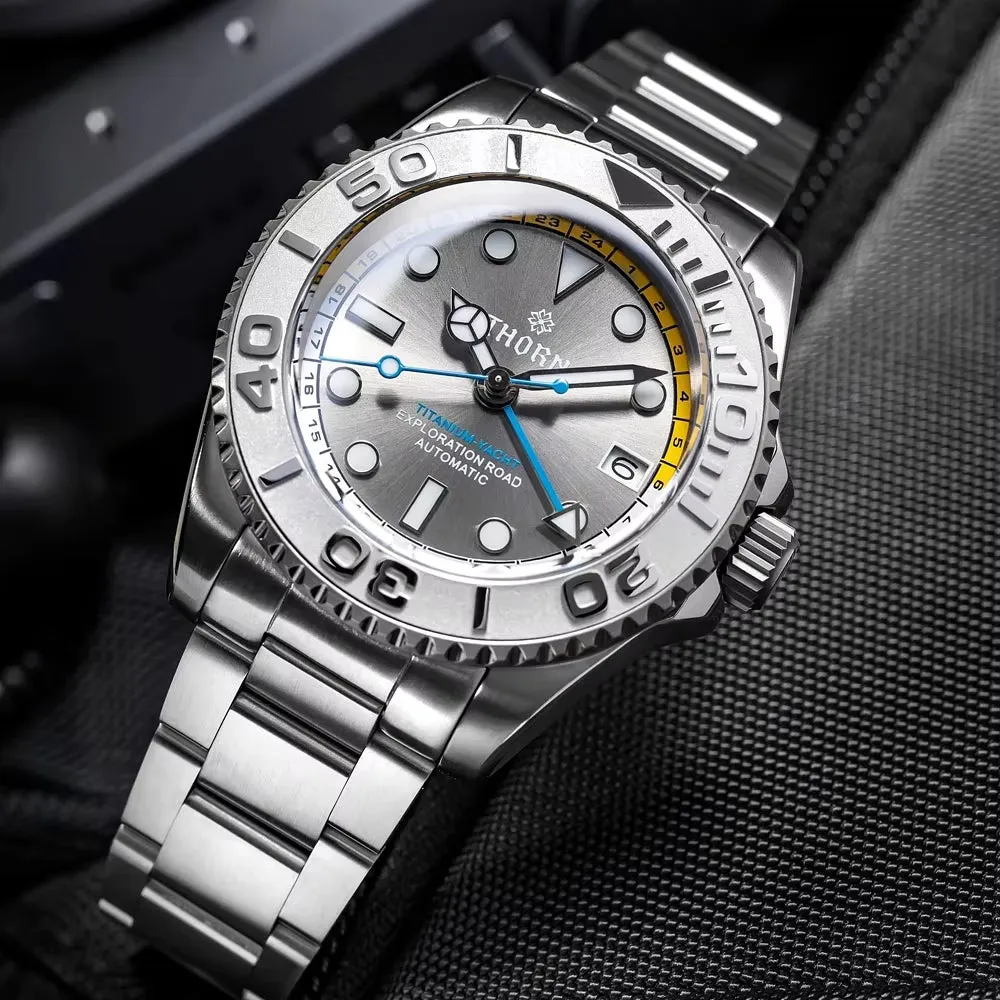 Diving Watch for Men Titanium Helium Valve NH34A GMT Dual Time Zone Men Watch 300M Waterproof Double Curved Sapphire Glass