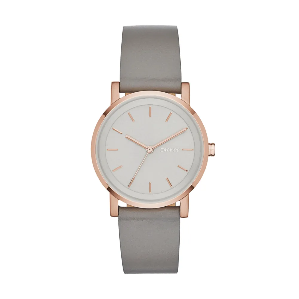 DKNY Soho Ladies Three-Hand Gray Leather Watch