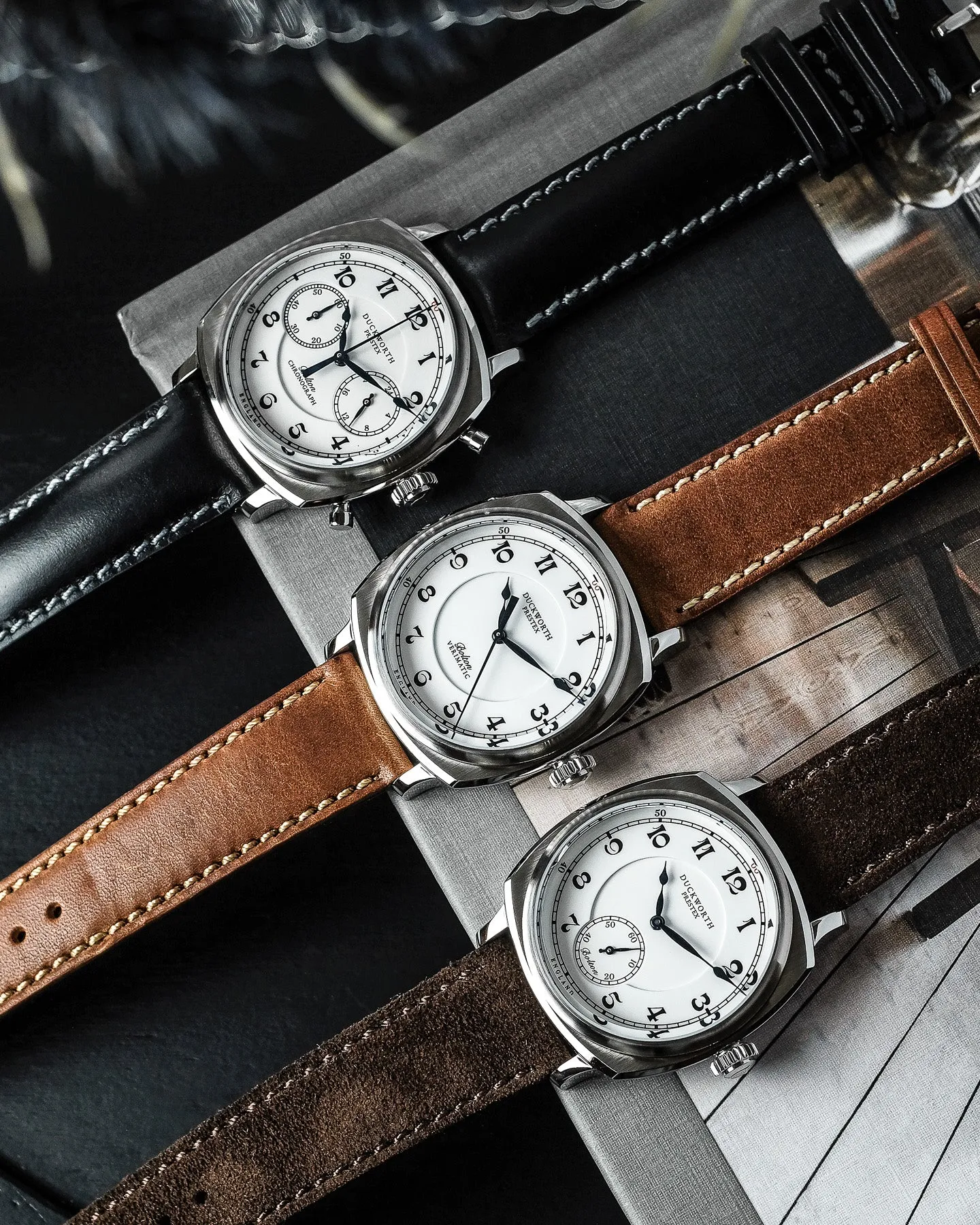 Duckworth Prestex Bolton Small Seconds White Brown Leather Watch