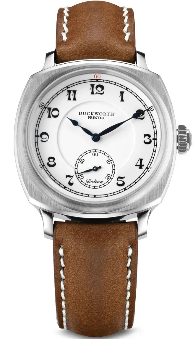 Duckworth Prestex Bolton Small Seconds White Brown Leather Watch
