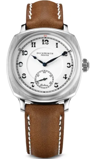 Duckworth Prestex Bolton Small Seconds White Brown Leather Watch