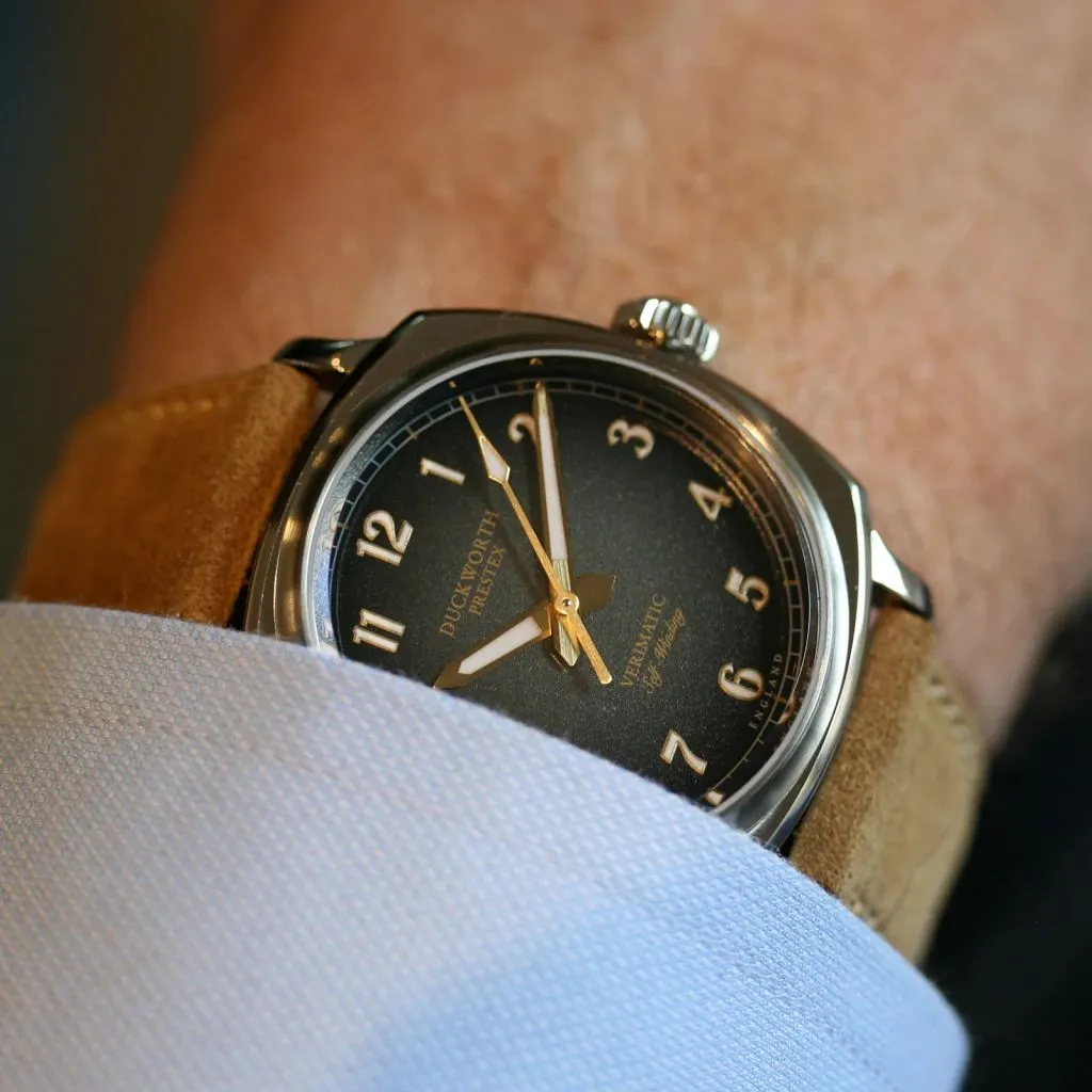 Duckworth Prestex Verimatic - Black&nbsp;Fumé LE with Beige Italian Suede Straps