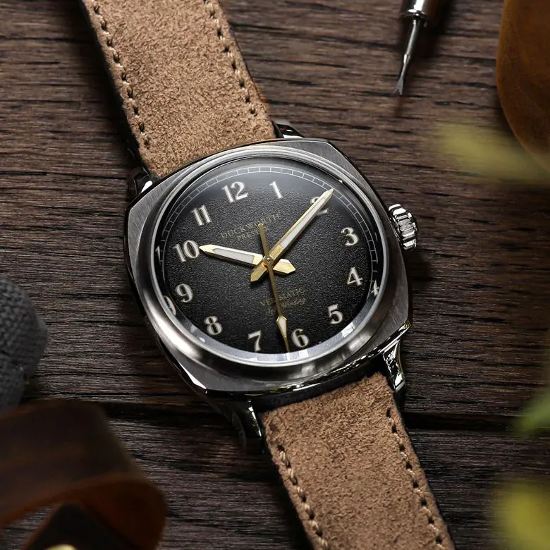 Duckworth Prestex Verimatic - Black&nbsp;Fumé LE with Beige Italian Suede Straps