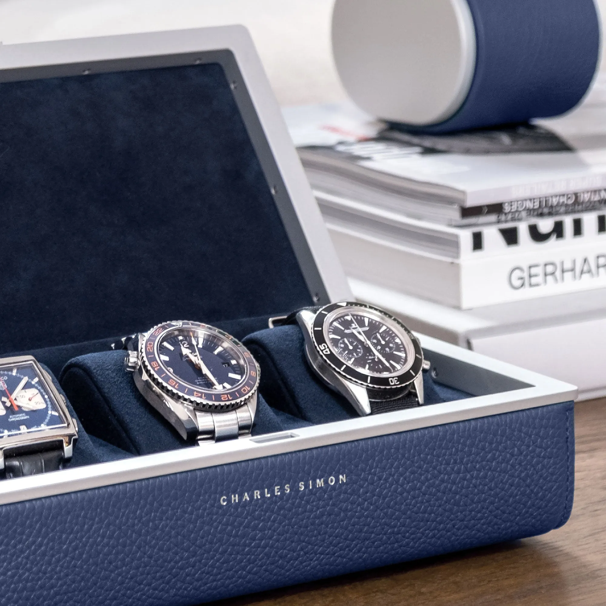 EATON 3 WATCH CASE - SAPPHIRE / GREY