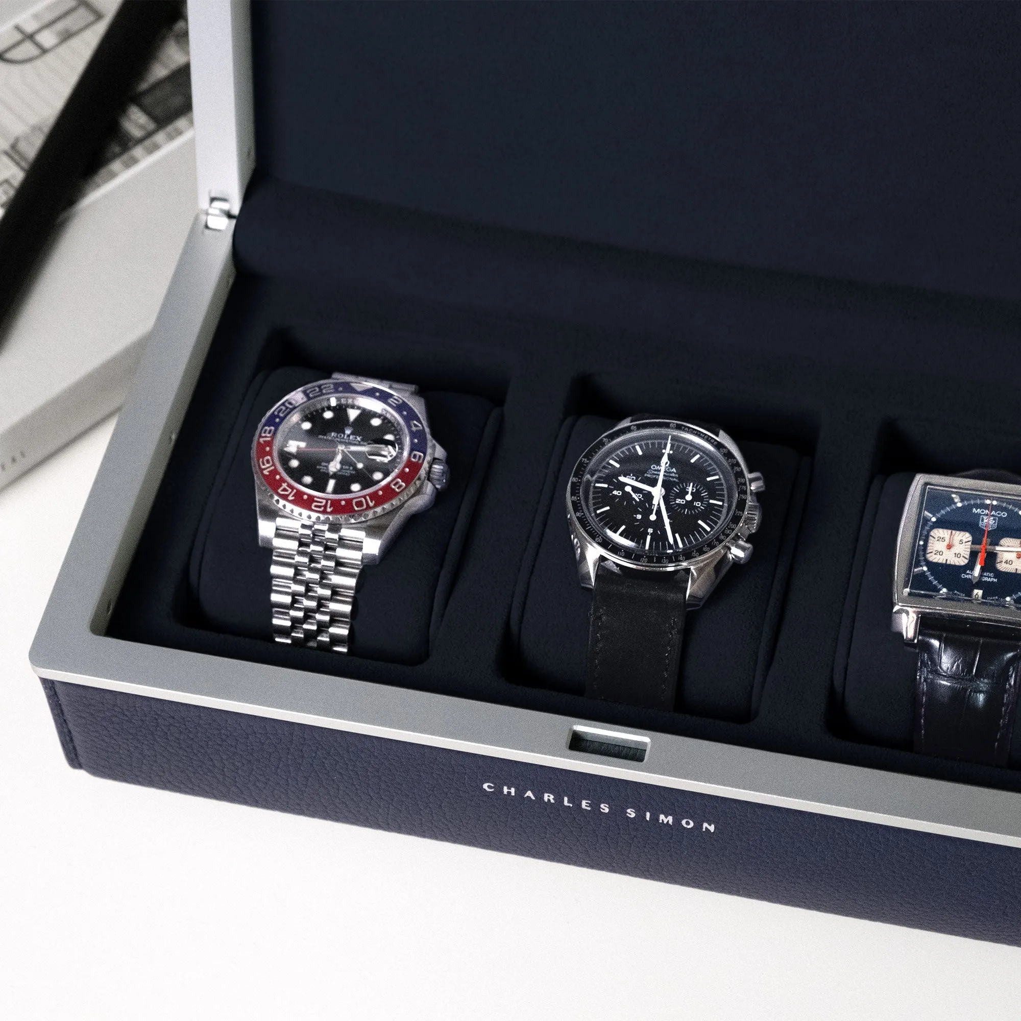 EATON 3 WATCH CASE - SAPPHIRE / GREY