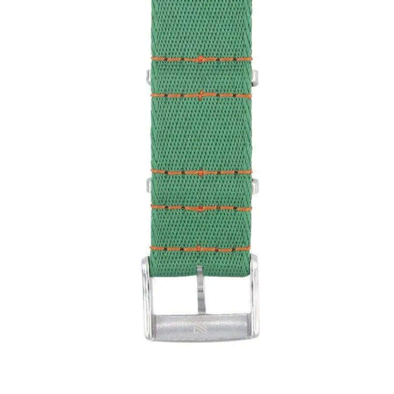 Eco-Friendly Nylon Military Watch Strap -  Green Orange Stitches