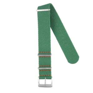 Eco-Friendly Nylon Military Watch Strap -  Green Orange Stitches