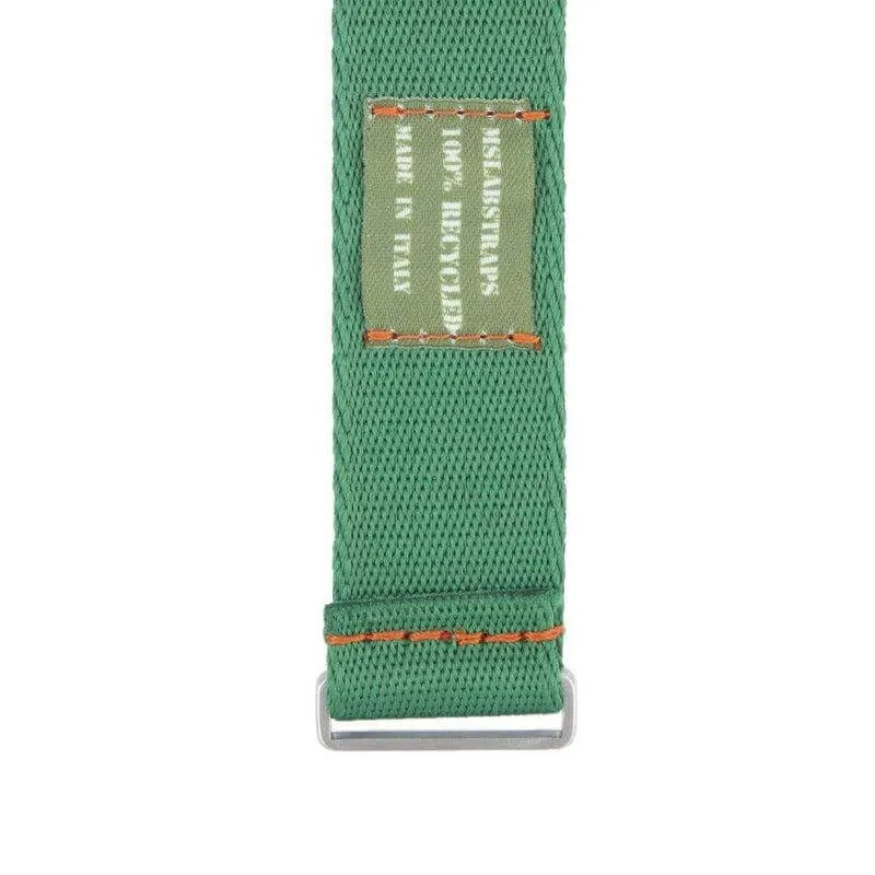 Eco-Friendly Nylon Military Watch Strap -  Green Orange Stitches