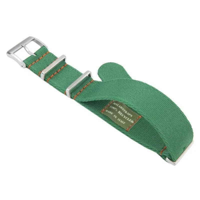 Eco-Friendly Nylon Military Watch Strap -  Green Orange Stitches