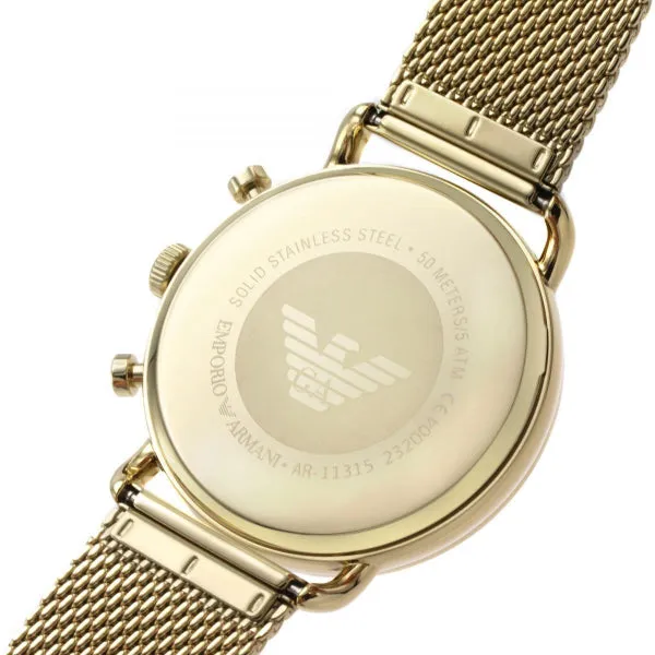 EMPORIO ARMANI Avaitor Gold Mesh Bracelet Cream Dial Quartz Watch for Gents - AR11315