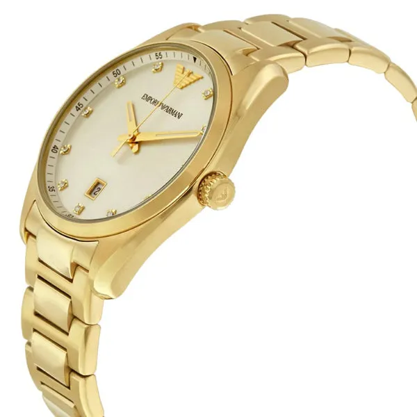 EMPORIO ARMANI Classic Gold Stainless Steel Silver Dial Quartz Watch for Ladies - AR6064