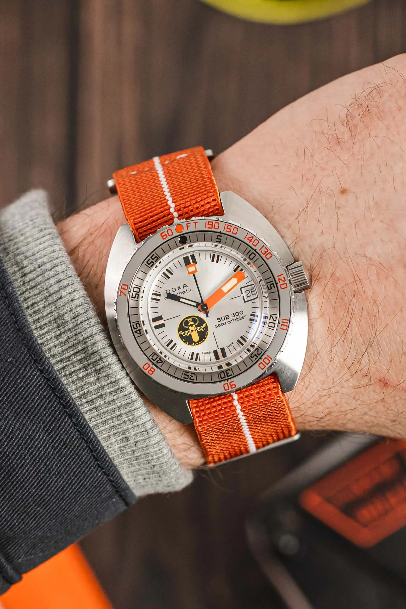 Erika's Originals ORANGE MN™ Strap with WHITE Centerline - BRUSHED Hardware