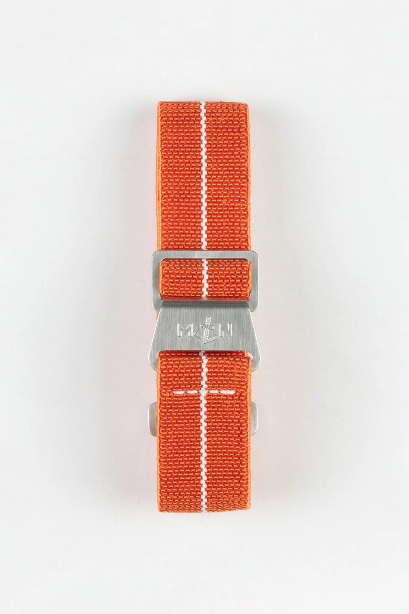 Erika's Originals ORANGE MN™ Strap with WHITE Centerline - BRUSHED Hardware