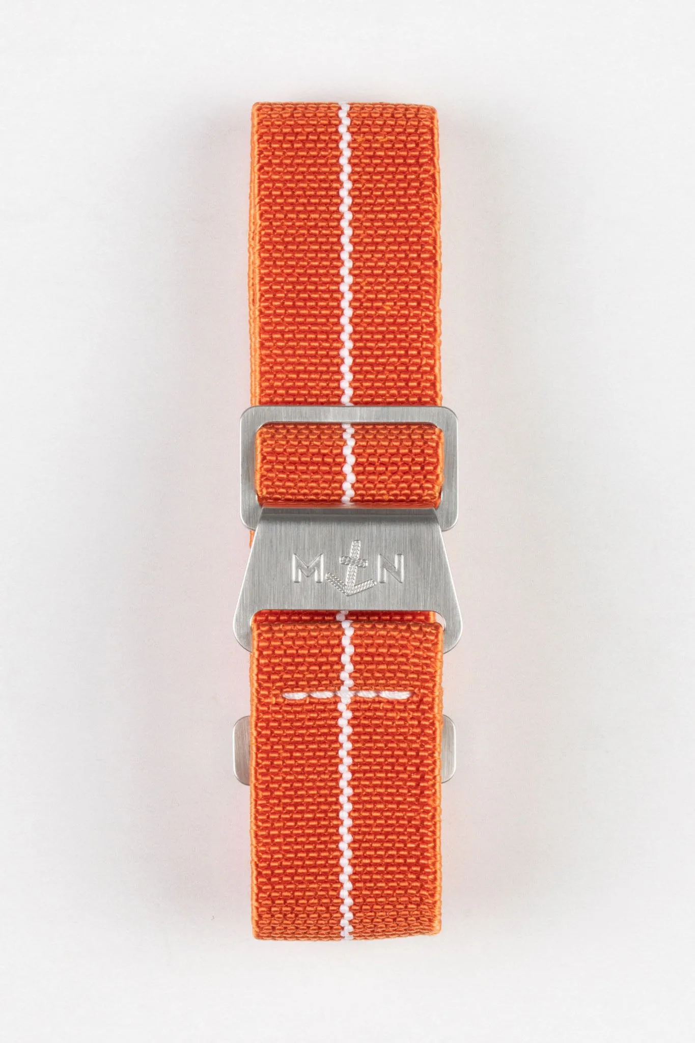 Erika's Originals ORANGE MN™ Strap with WHITE Centerline - BRUSHED Hardware