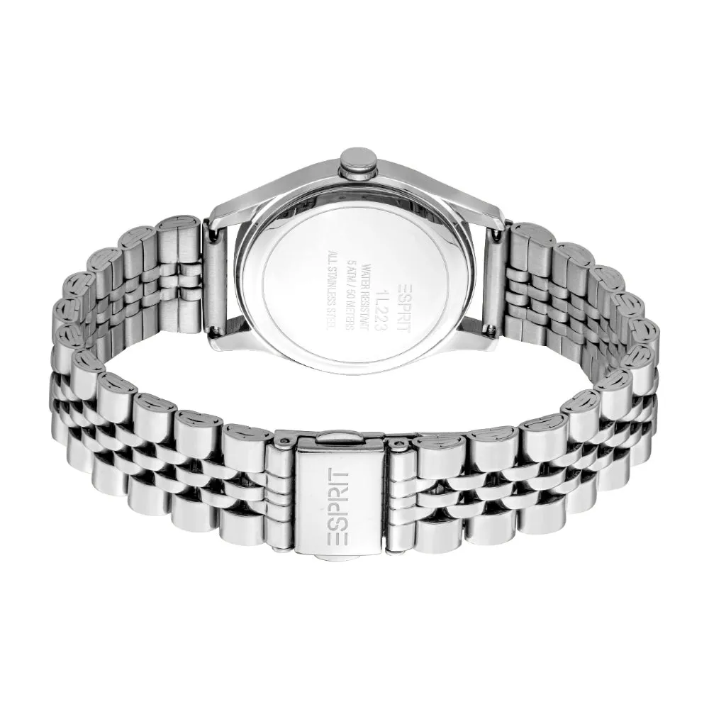 ESPRIT Women's Silver Color Watch with Light Blue Dial and Date Function