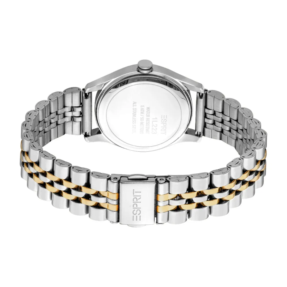 ESPRIT Women's Two Tone Silver & Gold Color Watch with Date Function