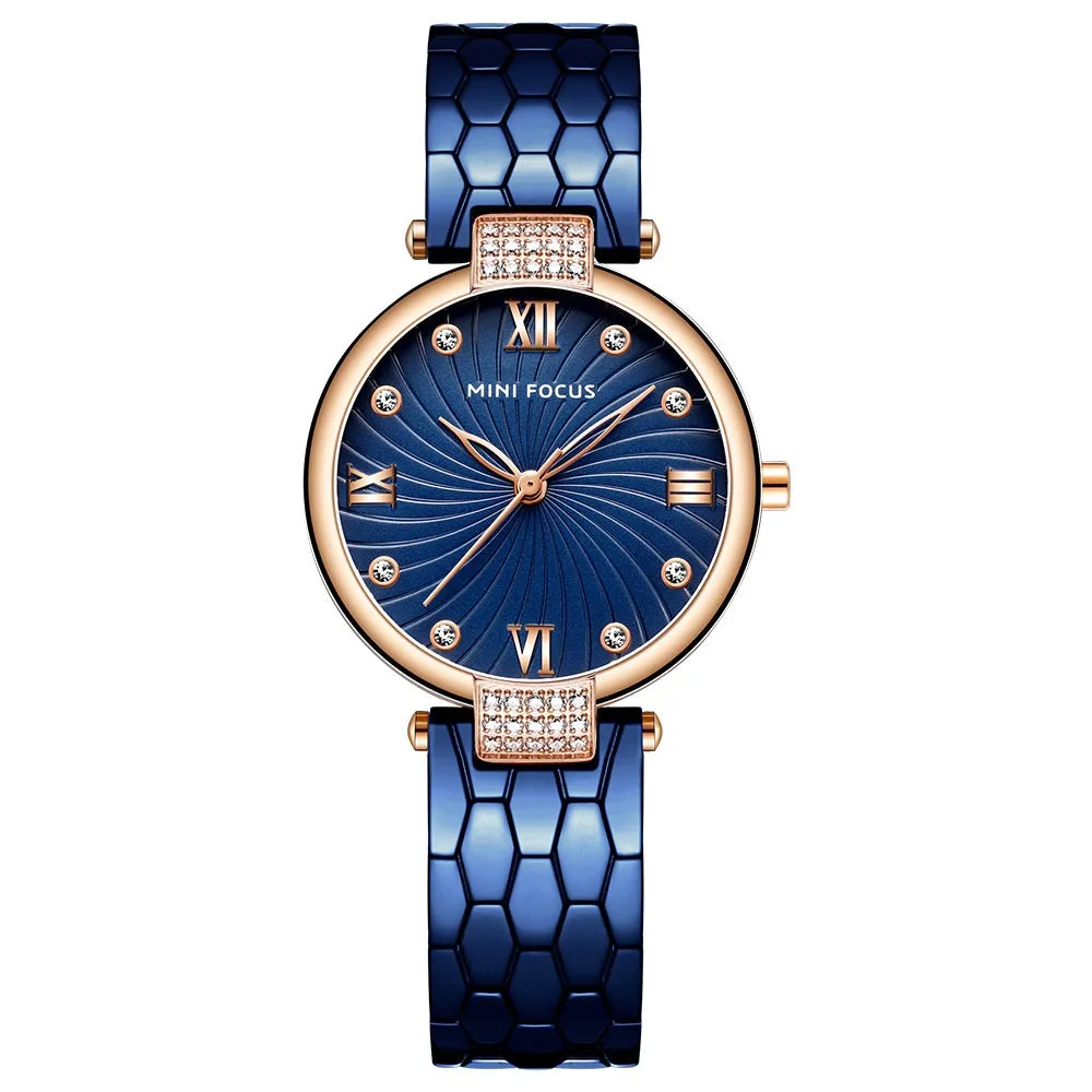 Fashion-encrusted Japanese movement waterproof steel watch women's watch