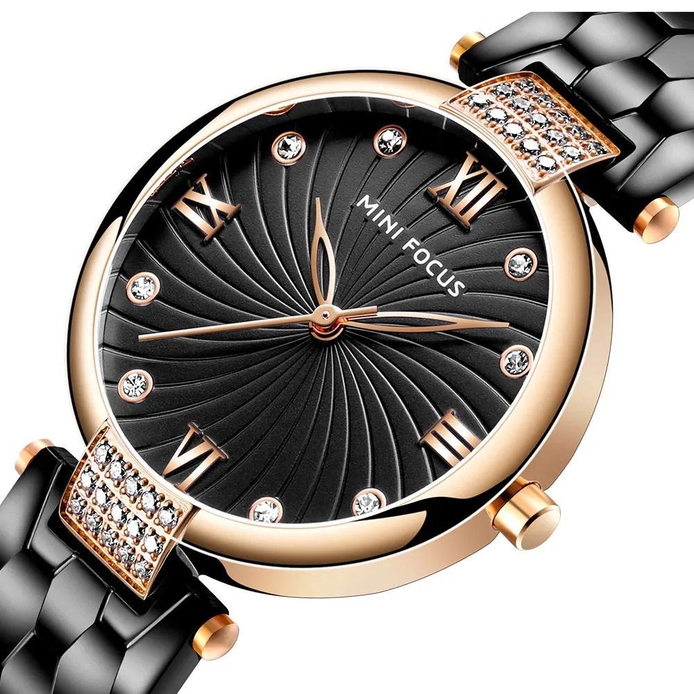 Fashion-encrusted Japanese movement waterproof steel watch women's watch