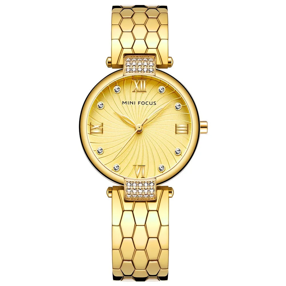 Fashion-encrusted Japanese movement waterproof steel watch women's watch