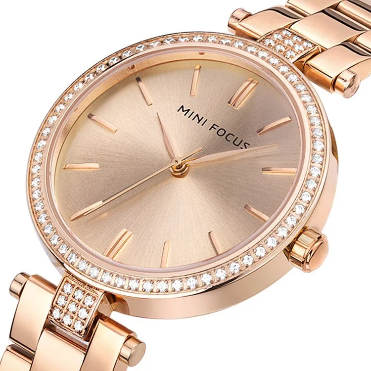 Fashion simple steel belt quartz watch for women