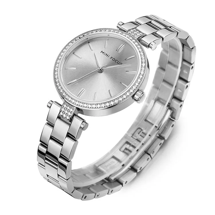 Fashion simple steel belt quartz watch for women