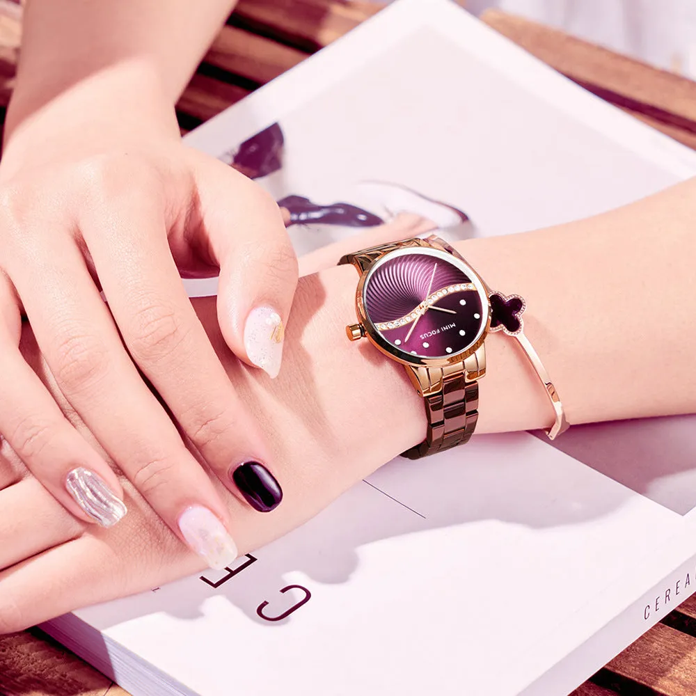 Fashion steel band watch Japanese movement diamond inlaid waterproof women's Watch