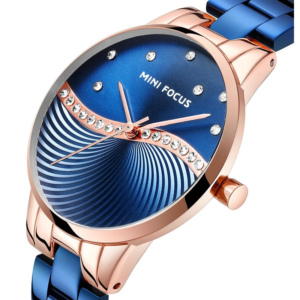 Fashion steel band watch Japanese movement diamond inlaid waterproof women's Watch