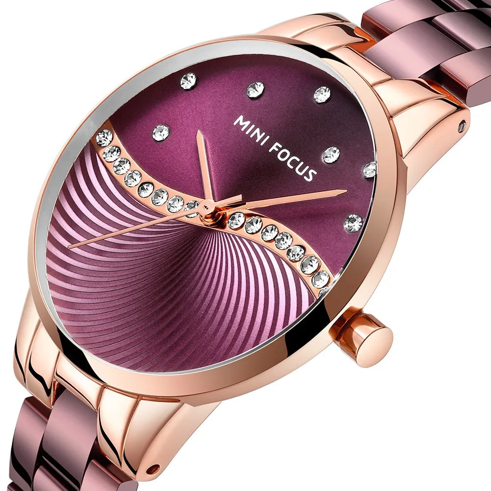 Fashion steel band watch Japanese movement diamond inlaid waterproof women's Watch