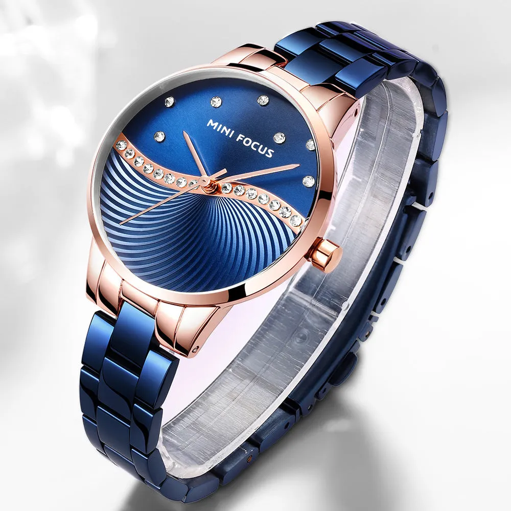 Fashion steel band watch Japanese movement diamond inlaid waterproof women's Watch