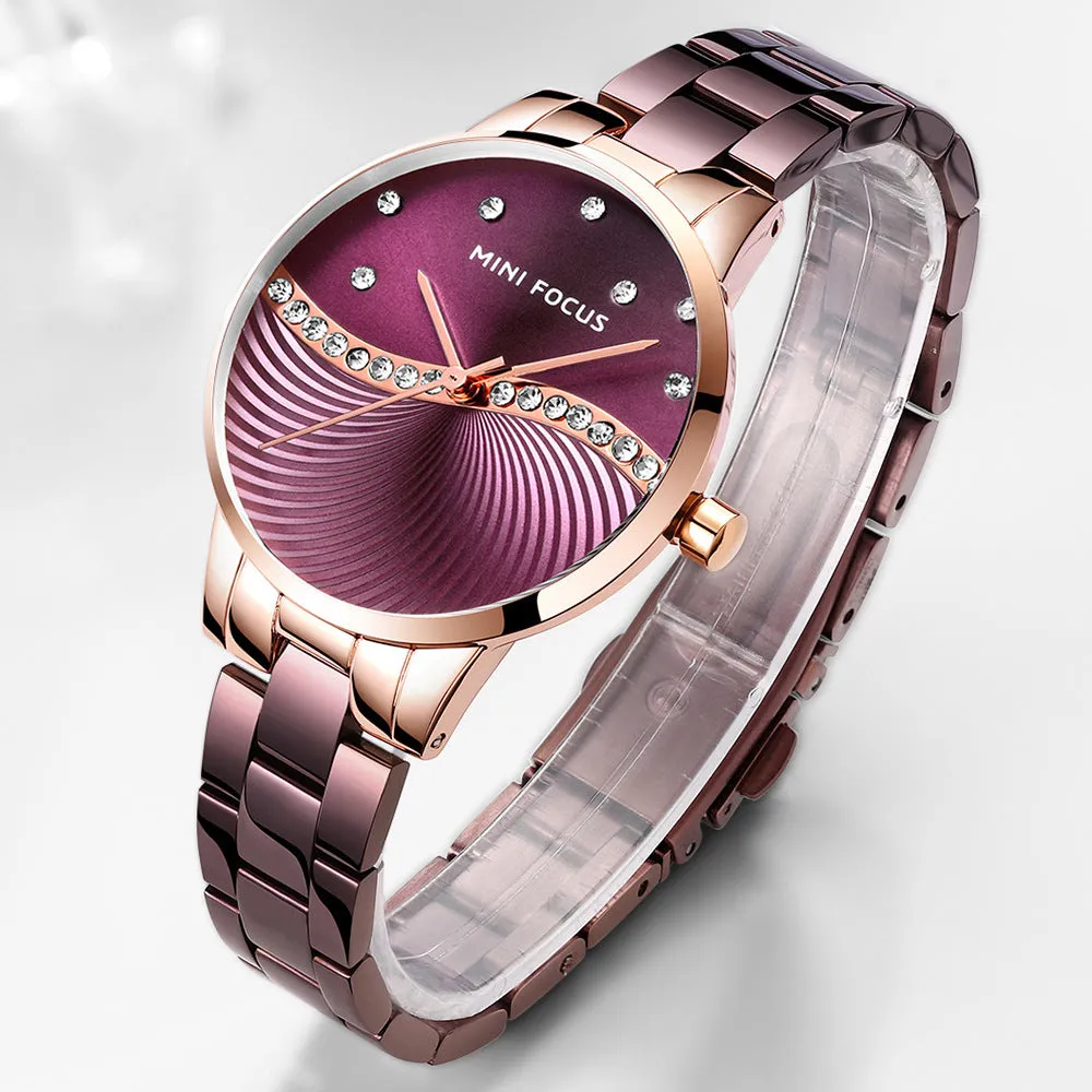 Fashion steel band watch Japanese movement diamond inlaid waterproof women's Watch