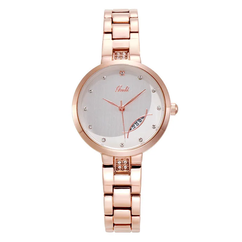 Fashionable and simple steel band calendar waterproof quartz Lady Watch