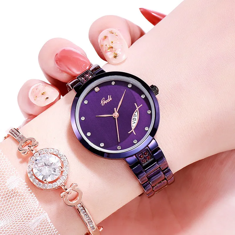 Fashionable and simple steel band calendar waterproof quartz Lady Watch