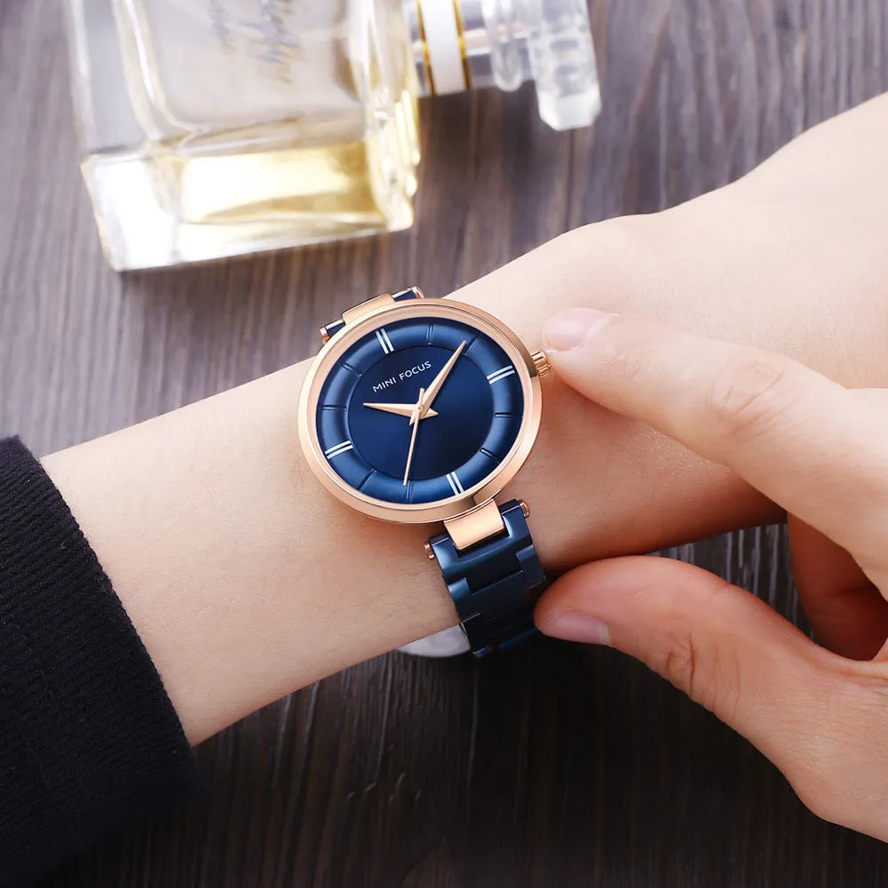 Fashionable and simple steel strip waterproof ladies watch